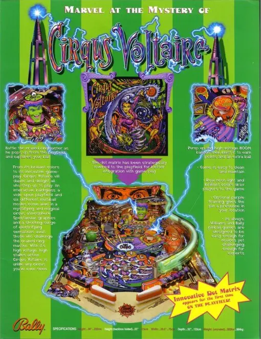 Cirqus Voltaire Pinball Machine by Bally