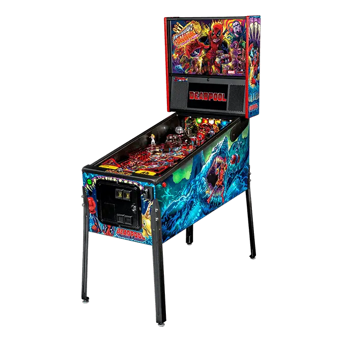 Deadpool Premium Pinball Machine by Stern showcasing vibrant artwork and design