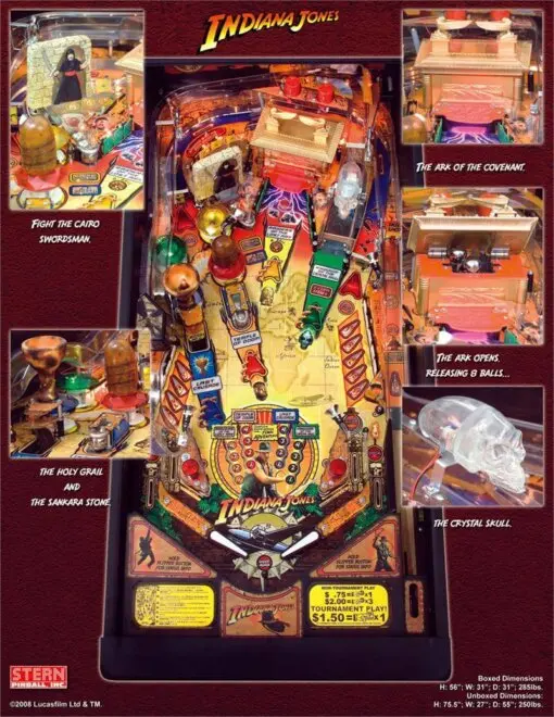 Indiana Jones Pinball Machine (2008) by Stern