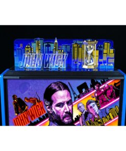 John Wick Pinball Topper by Stern featuring an illuminated hourglass and RGB lights