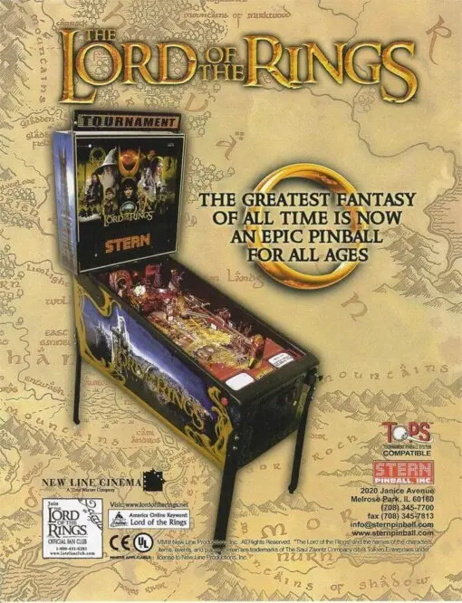 Lord of the Rings Pinball Machine by Stern