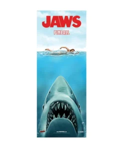 Official Jaws Pinball Banner measuring 64 inches by 25 inches