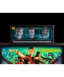 The Walking Dead Remastered Pinball Topper by Stern featuring dynamic LED lighting and detailed zombie sculpts